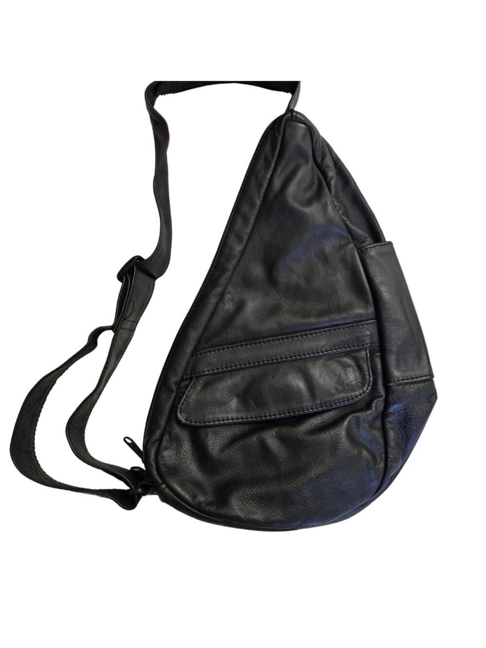 Black Leather Sling Bag - Crossbody Carry